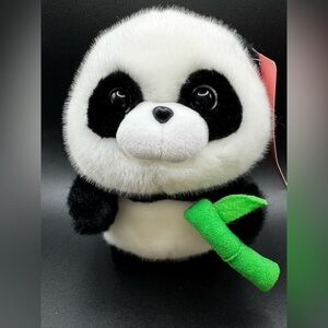 Smile Gifts Panda Plush Bear Black White Holding Bamboo 7" Stuffed Animal